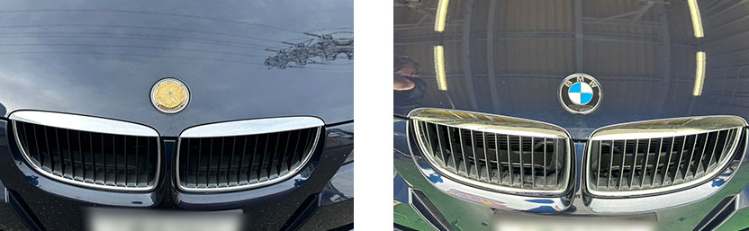 BMWのエンブレム交換前後写真